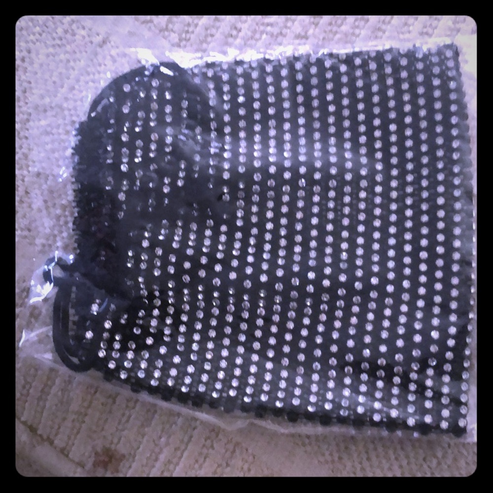 Sparkly Rhinestone Mesh Mask Black Crystal